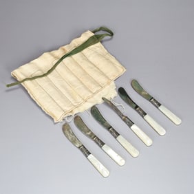 Meriden Cutlery 1855 Sterling Bands With Pearl Knife Set Of 6