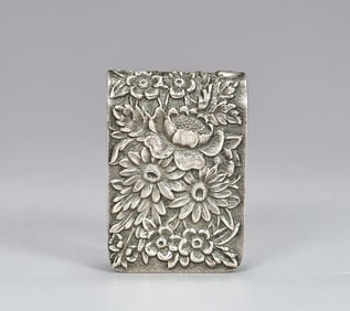 Sterling Silver Ornate Rose Flower Napkin Clip