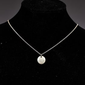 Tiffany & Co. Sterling Silver Letter D Disc Pendant Necklace