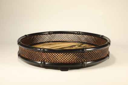 Red Sandalwood Inlaid Boxwood and Marble Plate