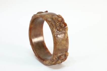 Jade Carved Beast Face Pattern Bangle