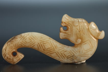 Jade Carved Dragon Shape Ornament