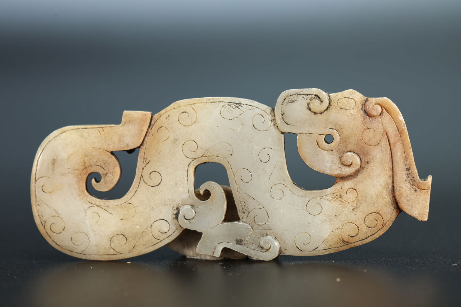 Jade Carved Dragon Shape Bi (1 of 4)