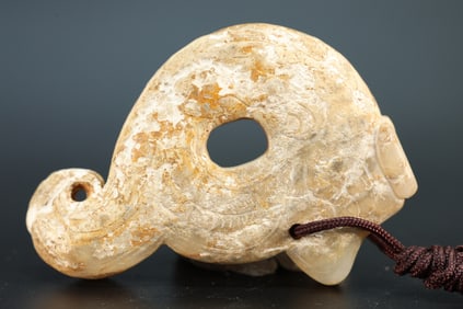 Jade Carved Dragon Shape Bi