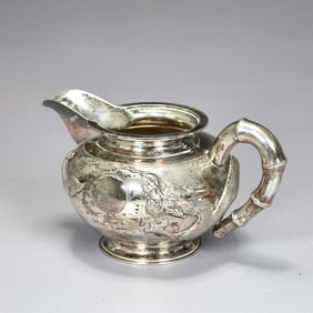 Chinese Sterling Silver Milk Jug With Dragon In Relief