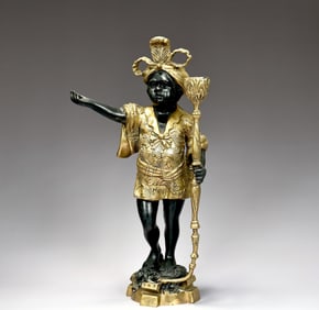European Bronze Blackmoor Candle Holder Sculpture