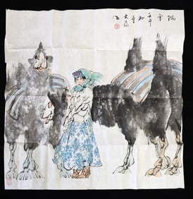Camel Chinese Hand Painting On Paper By Liu Dawei