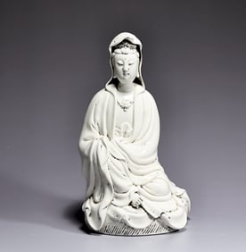 Chinese Dehua Kuan Yin Seated Porcelain Sculpture
