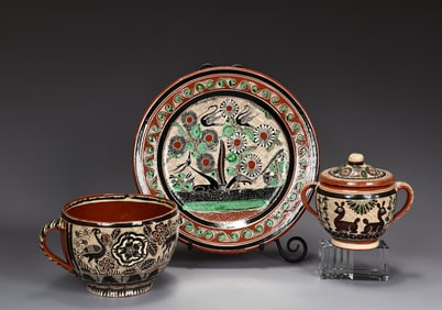 Jose Bernabe Petatillo Mexican Art Pottery Jar And Plate