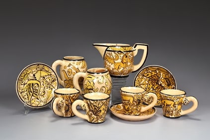 Group Of Vintage 1930s Fantasiaware Mexican Pottery Items