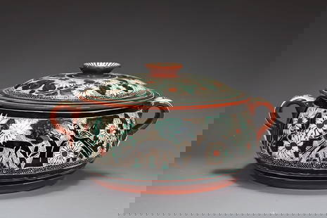 Cruz Bernabe Tonala Petatillo Mexican Art Pottery Large Lidded Bowl: Cruz Bernabe Tonala Petatillo Mexican Art Pottery Large Lidded Bowl (33 x 14 cm)