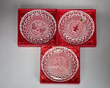 Waterford Crystal Christmas Decorative Plate From 1985, 1987,1991 In Box