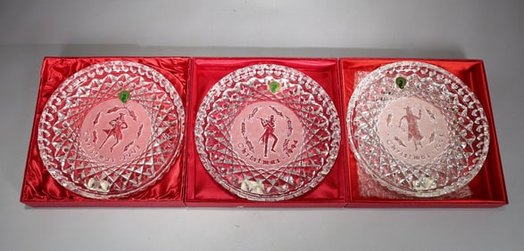 Waterford Crystal Christmas Decorative Plate From 1993, 1994,1995 In Box