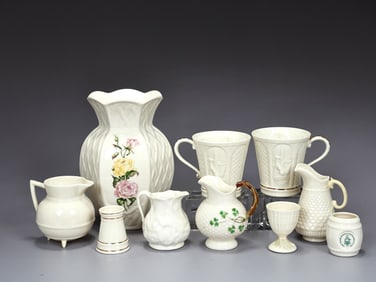 10 Assorted Of Belleek Porcelain Tableware Items 1926-2000