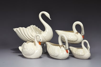Belleek Ireland And Lenox Porcelain Swans Candy Dish