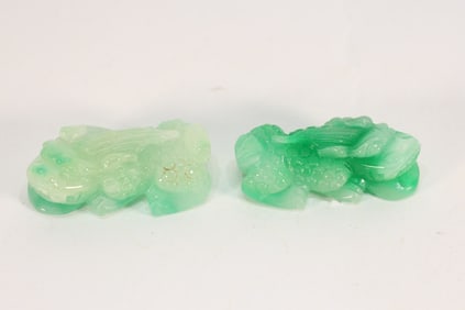Pair of Jadeite Carved Beast Shape Ornament