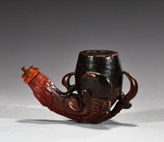 Meerschaum Eagle Claw Amber Pipe Bowl With Fitted Case