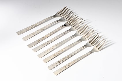 Cocktail Seafood Sterling Silver 925 Forks Set Of 8