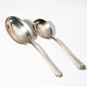 Two Vintage Sterling Silver Serving Spoons