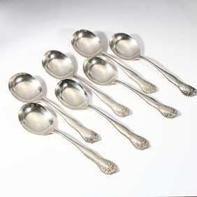 Gorham Lancaster Rose Toast 1897 Sterling Silver Spoon Set 7 By Shreve & Co