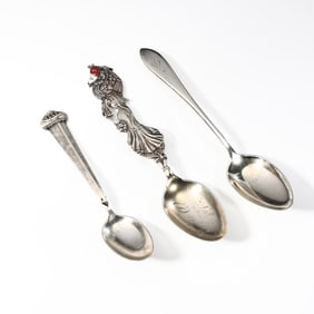 Three Vintage Sterling Silver Souvenir Spoons