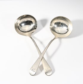 Pair Of English Georgian Sterling Silver Sauce/Gravy Ladles