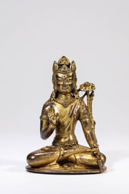 Gilt Bronze Buddha with Lotus Figure