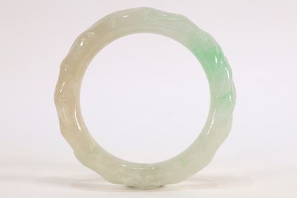 Jadeite Carved Bamboo Pattern Bangle