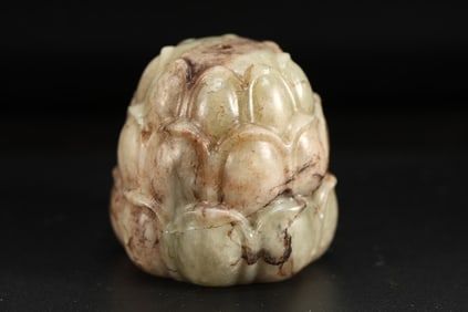 Jade Carved Lotus Flower Shape Ornament