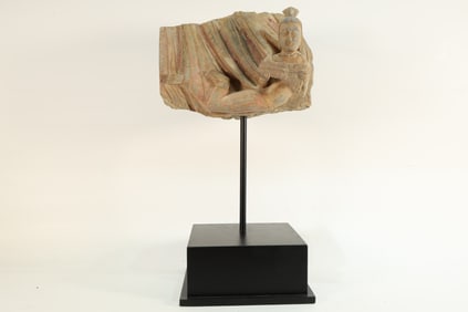 Stone Colour Painted Carved Flying Beauty Figure