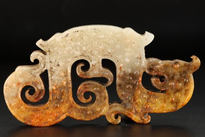 Jade Carved Dragon Shape Bi