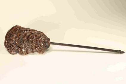 Reishi Mushroom Inlaid Red Sandalwood RuYi Ornament