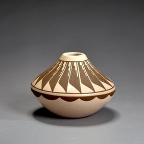Polychrome Pottery Jar By Geraldine Sandia - Jemez