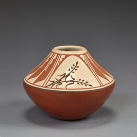 Polychrome Pottery Jar By Geraldine Sandia - Jemez