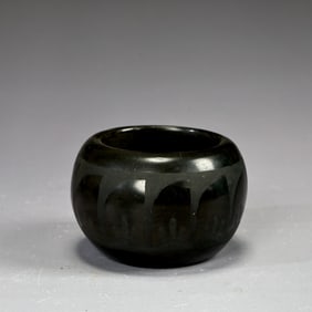 Santa Clara Pueblo Pottery Black Jar Signed 1954