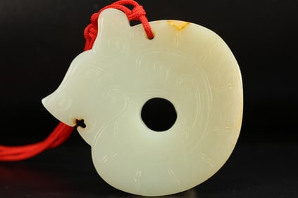 Jade Carved Dragon Shape Bi