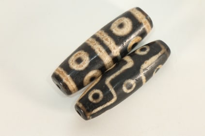 Pair of Agate Dzi Bead