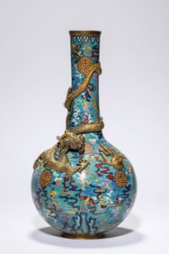 Bronze Cloisonne Dragon with Flower Pattern  Vase