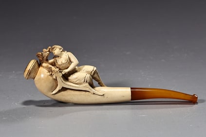 Meerschaum Pipe Carved Lady With Fitted Case