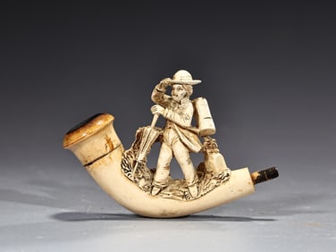 Meerschaum Pipe Carved Figural With Fitted Case