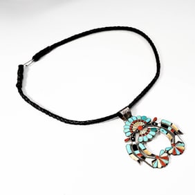 Sterling Silver Zuni Multi-Stone Inlay Necklace By L.Laiwakete