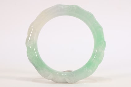 Jadeite Carved Bamboo Pattern Bangle
