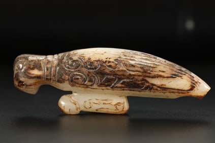Jade Carved Mantis Shape Ornament