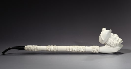 Meerschaum Long Pipe Beard Man Head With Fitted Case