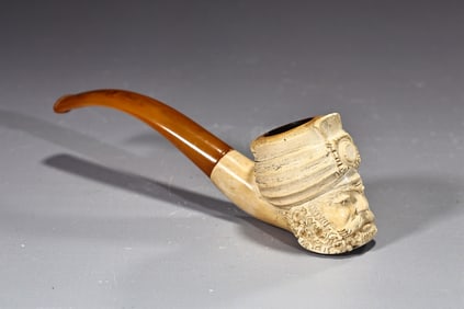 Meerschaum Pipe Figural Of Sultan With Turban