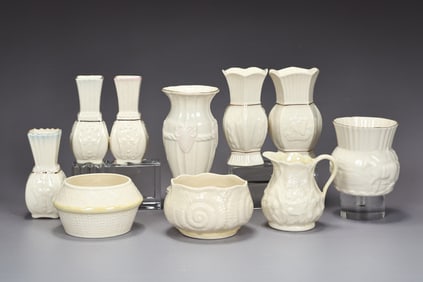 Group Of Belleek Porcelain Vases And Pitchers 1946-1999