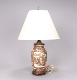 Japanese Satsuma Vase Lamp With Shade