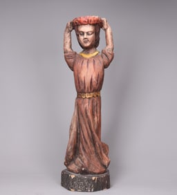 Choir Member Sculpture Polychromed Wood