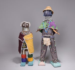 Two of South Africa Ndebele Beaded Dolls