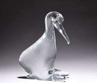 Clear Penguin Glass Sculpture